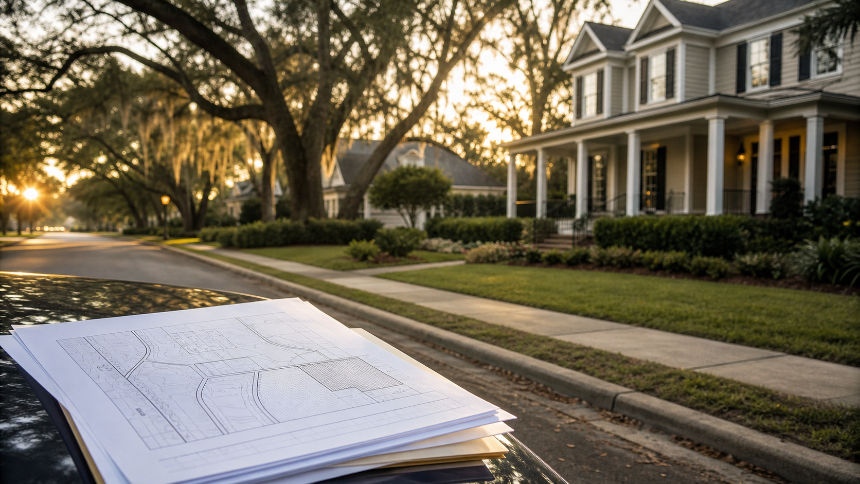Florida home on a quiet street with project notice context
