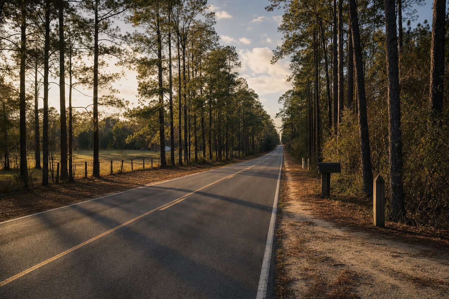 Two-lane stretch of U.S. 319 / Crawfordville Road in south Leon County, Florida